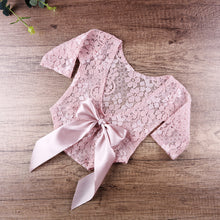Load image into Gallery viewer, 2Pcs/Set Newborn Photoshoot Props Infant Lace Photography Outfit with Headband Studio Prop Lace Romper Infant Photography Props