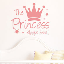 Load image into Gallery viewer, Baby Wall Sticker Crown Mural Background Kids Living Room Removable Decal The Prince Sleep Here Princess Bedroom Decor