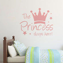 Load image into Gallery viewer, Baby Wall Sticker Crown Mural Background Kids Living Room Removable Decal The Prince Sleep Here Princess Bedroom Decor