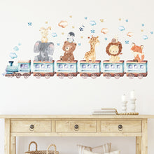 Load image into Gallery viewer, Baby Room Wall Stickers Cartoon Animal Train Elephant Giraffe Wall Decals for Kids Room Nursery Room Bedroom Decals Wallpapper
