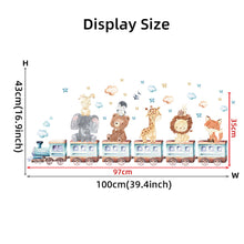 Load image into Gallery viewer, Baby Room Wall Stickers Cartoon Animal Train Elephant Giraffe Wall Decals for Kids Room Nursery Room Bedroom Decals Wallpapper