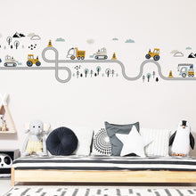 Load image into Gallery viewer, Cartoon Wall Stickers for Boys Room Decoration Traffic Track Cars Truck Tractor Bulldozer Wall Decals for Bedroom Nursery Room