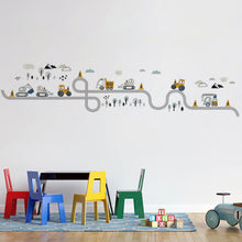 Load image into Gallery viewer, Cartoon Wall Stickers for Boys Room Decoration Traffic Track Cars Truck Tractor Bulldozer Wall Decals for Bedroom Nursery Room