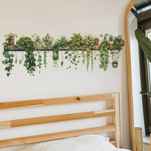 Load image into Gallery viewer, Green Dill Leaves Hanging Basket Wall Stickers Bedroom Living Room Wall Beautification Green Plant Decor Courtyard Wall Decals