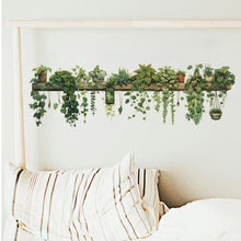 Load image into Gallery viewer, Green Dill Leaves Hanging Basket Wall Stickers Bedroom Living Room Wall Beautification Green Plant Decor Courtyard Wall Decals