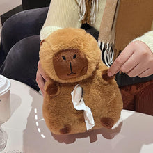Load image into Gallery viewer, Capybara Car Tissue Boxes Plush Car Backseat Hanging Tissue Bag Box Plush holder cover Auto Toys Interior Decoration Accessories