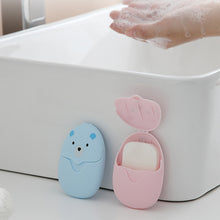 Load image into Gallery viewer, 50pcs/set Travel Paper Soaps Portable Disposable Cleaning Soap Paper Cartoon Travel Paper Cute Bear Paper Soap Tablets for Travel