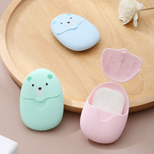 Load image into Gallery viewer, 50pcs/set Travel Paper Soaps Portable Disposable Cleaning Soap Paper Cartoon Travel Paper Cute Bear Paper Soap Tablets for Travel