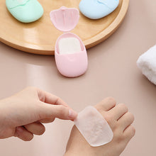 Load image into Gallery viewer, 50pcs/set Travel Paper Soaps Portable Disposable Cleaning Soap Paper Cartoon Travel Paper Cute Bear Paper Soap Tablets for Travel