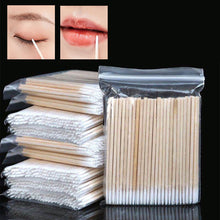 Load image into Gallery viewer, 100pcs Micro Wood Cotton Swab Eyelash Extension Tools Tatoo Microblading Cleaning Wooden Sticks Cosmetic Cotton Brush Buds Tip