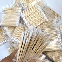 Load image into Gallery viewer, 100Pcs Disposable Ultra-small Cotton Swab Brush Lint Free Micro Wood Makeup Brushes Eyelash Extension Glue Removing Tools