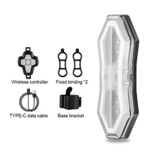 Load image into Gallery viewer, 1PC Multi-Function Wireless Remote Control Steering Brake Taillight USB Charging With Electric Bell Waterproof Night Riding Safety LED Warning Light