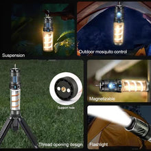 Load image into Gallery viewer, Multifunctional LED Camping Light With Mosquito Repellent Mat Triangle Stand Portable Outdoor Tent Canopy Atmosphere Light Flashlight Type-C Charging