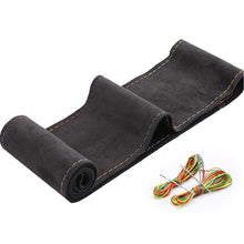 Load image into Gallery viewer, Suede Cowhide DIY Hand Sewn Car Steering Wheel Cover Steering-wheel Fashion Non-slip 38cm//15inch