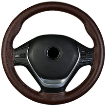 Load image into Gallery viewer, DIY Car Steering Wheel Cover Genuine Leather Embossed Cowhide Steering Wheel Wrap Braid With Needle Thread 38cm