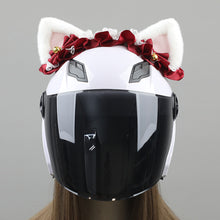 Load image into Gallery viewer, 2Pcs Cute Motorcycle Helmet Decorations Lace ribbon Soft Plush Ears For Motocross Full Face Off Road Helmet Sticker