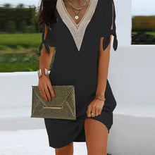 Load image into Gallery viewer, Women's Summer Solid Color Cuff Slit Bow Lace Dress