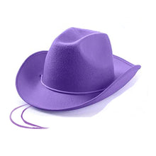 Load image into Gallery viewer, Western Cowboy Hat for Men Women Kids Outdoor Wide Brim Faux Leather Summer Wide Brim Beach Travel Cap Black White Pink