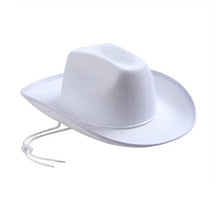 Load image into Gallery viewer, Western Cowboy Hat for Men Women Kids Outdoor Wide Brim Faux Leather Summer Wide Brim Beach Travel Cap Black White Pink