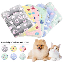 Load image into Gallery viewer, Pet Warm Fleece Mat Small Large Paw Print Cat Dog Puppy Soft Blanket Bed Pillow Cushion