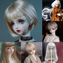Load image into Gallery viewer, 1/6 BJD Dolls Short Long Hair High Temperature Fiber Soft Silk Doll Wig Colorful Wig Multi-color Doll's Accessories