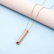 Load image into Gallery viewer, Yoga Meditation Whistle Mindfulness Pendant Stainless Steel Engraved Character Anxiety Necklace Adjusting Breath To Relieve Anxiety Necklace