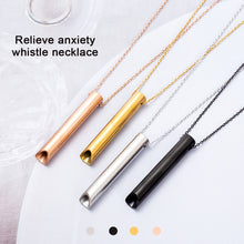 Load image into Gallery viewer, Yoga Meditation Whistle Mindfulness Pendant Stainless Steel Engraved Character Anxiety Necklace Adjusting Breath To Relieve Anxiety Necklace
