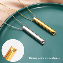 Load image into Gallery viewer, Yoga Meditation Whistle Mindfulness Pendant Stainless Steel Engraved Character Anxiety Necklace Adjusting Breath To Relieve Anxiety Necklace
