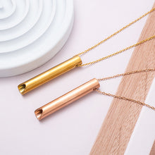 Load image into Gallery viewer, Yoga Meditation Whistle Mindfulness Pendant Stainless Steel Engraved Character Anxiety Necklace Adjusting Breath To Relieve Anxiety Necklace