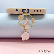 Load image into Gallery viewer, Sakura Rabbit Dust Plug Charm Kawaii Phone Anti Dust Cap Cute Charge Port Plug For iPhone Type C Dust Protection Stopper