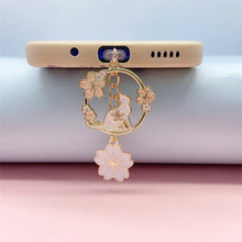 Load image into Gallery viewer, Sakura Rabbit Dust Plug Charm Kawaii Phone Anti Dust Cap Cute Charge Port Plug For iPhone Type C Dust Protection Stopper