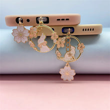 Load image into Gallery viewer, Sakura Rabbit Dust Plug Charm Kawaii Phone Anti Dust Cap Cute Charge Port Plug For iPhone Type C Dust Protection Stopper