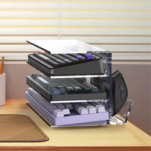Load image into Gallery viewer, Keyboard Mouse Desktop Organizer Acrylic 3 Tier Stand Frame Shelf Lightweight Keyboard Storage Tool For Study Room Exhibition