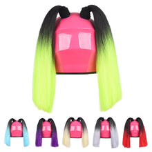Load image into Gallery viewer, 2Pcs Motorcycle Helmet Braids Wig Woman Lady Loose Wig Ponytail Braid Motorbike Helmet Pigtails Decoration For Women Children