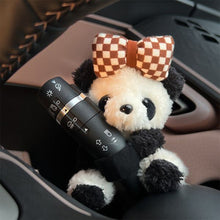Load image into Gallery viewer, Car Cute Bowknot Panda Wiper Turn Signal Switch Ornaments Plush Decor Doll Auto Interior Accessories