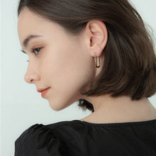 Load image into Gallery viewer, Geometric Square Earrings Gold Color Hoop Earrings For Women Rectangular Lock Buckle Pierced Ear Fashionable Jewelry Accessories Delicate Wear Ear For Party