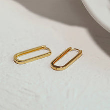 Load image into Gallery viewer, Geometric Square Earrings Gold Color Hoop Earrings For Women Rectangular Lock Buckle Pierced Ear Fashionable Jewelry Accessories Delicate Wear Ear For Party