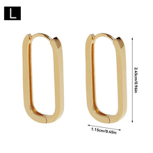 Load image into Gallery viewer, Geometric Square Earrings Gold Color Hoop Earrings For Women Rectangular Lock Buckle Pierced Ear Fashionable Jewelry Accessories Delicate Wear Ear For Party