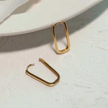 Load image into Gallery viewer, Geometric Square Earrings Gold Color Hoop Earrings For Women Rectangular Lock Buckle Pierced Ear Fashionable Jewelry Accessories Delicate Wear Ear For Party