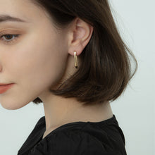 Load image into Gallery viewer, Geometric Square Earrings Gold Color Hoop Earrings For Women Rectangular Lock Buckle Pierced Ear Fashionable Jewelry Accessories Delicate Wear Ear For Party