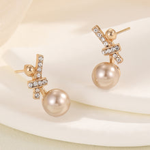 Load image into Gallery viewer, Diamond Bow Earrings Fashion Imitation Pearl Stud Earring For Women Temperament Earring Exquisite Korean Style Jewelry Accessories Bride Girl Party Engagement Gifts
