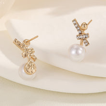 Load image into Gallery viewer, Diamond Bow Earrings Fashion Imitation Pearl Stud Earring For Women Temperament Earring Exquisite Korean Style Jewelry Accessories Bride Girl Party Engagement Gifts