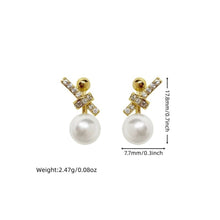 Load image into Gallery viewer, Diamond Bow Earrings Fashion Imitation Pearl Stud Earring For Women Temperament Earring Exquisite Korean Style Jewelry Accessories Bride Girl Party Engagement Gifts