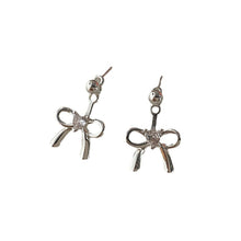 Load image into Gallery viewer, 925 Sterling Silver Bow Knot Earrings For Women White Pearl Adjustable Stud Earrings Cute Y2K Wear Ear Trendy Elegant Sweet Party Jewelry Accessories