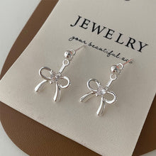 Load image into Gallery viewer, 925 Sterling Silver Bow Knot Earrings For Women White Pearl Adjustable Stud Earrings Cute Y2K Wear Ear Trendy Elegant Sweet Party Jewelry Accessories