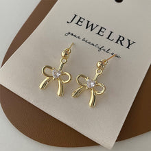 Load image into Gallery viewer, 925 Sterling Silver Bow Knot Earrings For Women White Pearl Adjustable Stud Earrings Cute Y2K Wear Ear Trendy Elegant Sweet Party Jewelry Accessories