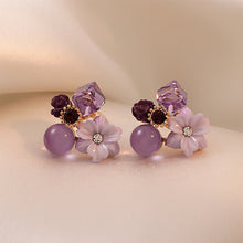 Load image into Gallery viewer, Purple Crystal Flower Earrings For Women Elegant Luxury Stud Earrings Fashion Jewelry Accessories Temperament Wedding Party Anniversary Gift