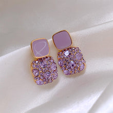 Load image into Gallery viewer, Purple Crystal Flower Earrings For Women Elegant Luxury Stud Earrings Fashion Jewelry Accessories Temperament Wedding Party Anniversary Gift