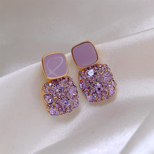 Load image into Gallery viewer, Purple Crystal Flower Earrings For Women Elegant Luxury Stud Earrings Fashion Jewelry Accessories Temperament Wedding Party Anniversary Gift