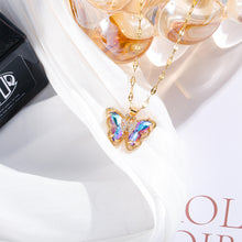 Load image into Gallery viewer, Colorful Zircon Butterfly Necklaces for Women Girls Light Luxury Crystal Pendant Female Romantic Cavicle Chain Jewelry Accessories Gifts